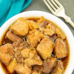 Instant Pot Pork Humba in a white bowl.