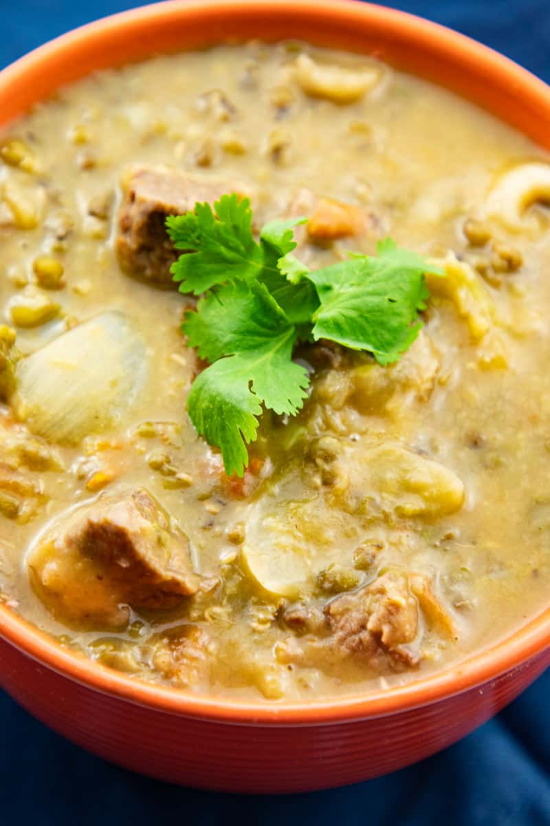 Mung Bean Soup with Beef in Orange Bowl