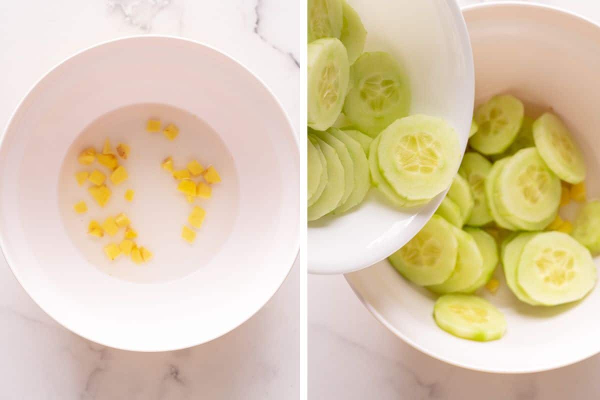 steps on how to make Filipino cucumber salad.