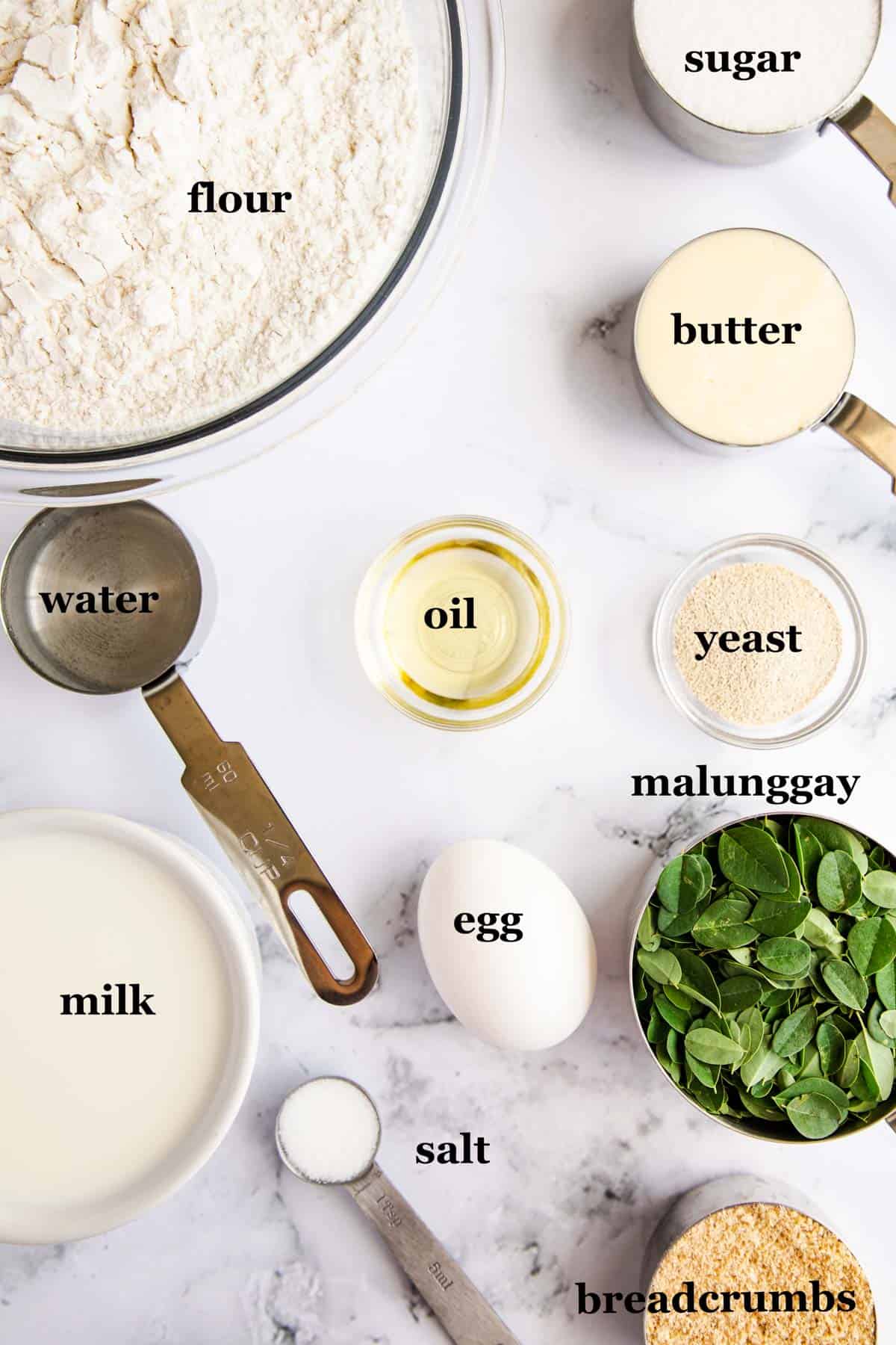ingredients for making moringa bread.
